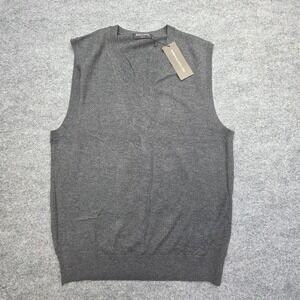 KALLSPIN Wool Blend Sweater Vest Men's Large Gray V-Neck NWT